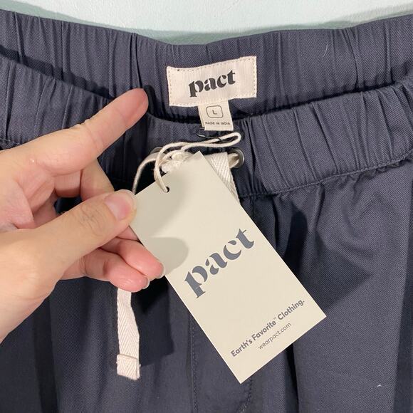 Pact Men Grey Twill Organic Cotton Pull On Straight Leg Pants Size L NWT - Picture 4 of 7